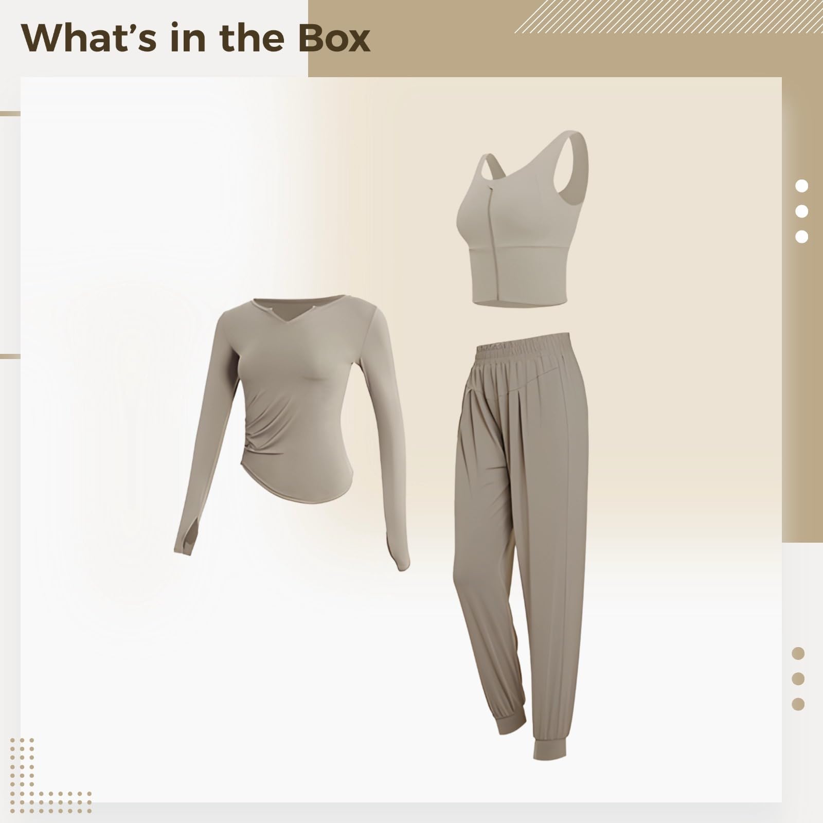 Set da allenamento da donna, 3 pezzi, maglia a maniche lunghe, pantaloni da jogging e canotta senza maniche, per yoga, corsa e fitness, traspirante, ad alta elasticità, diversi colori e dimensioni
