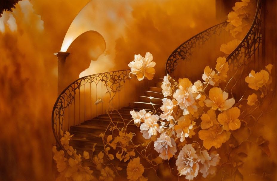 Poster femme métier à tisser en spirale fer forgé 58x90cm SERENDIPITP