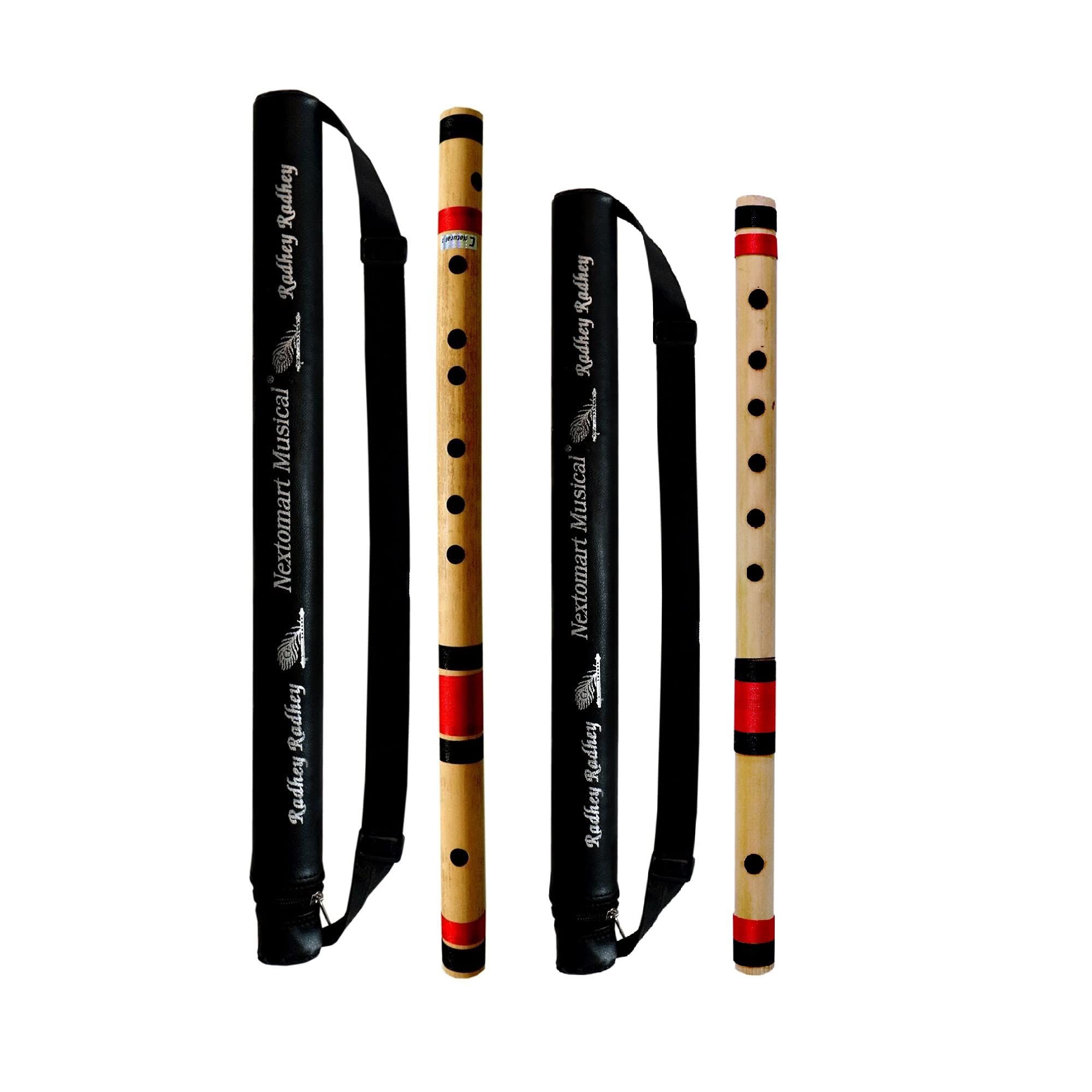 Musical Combo Flutes C Natural 7 Hole (19 Inch) & C Sharp 6 Hole (17 Inch) Bamboo Flute Bansuri with Flute Carry Bag Free-image-44