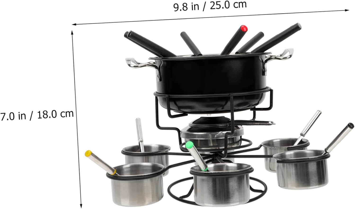 Stainless Steel Fondue Pot Set Portable Cheese and Chocolate Fondue Stove Cooking Functions for Parties and Gatherings