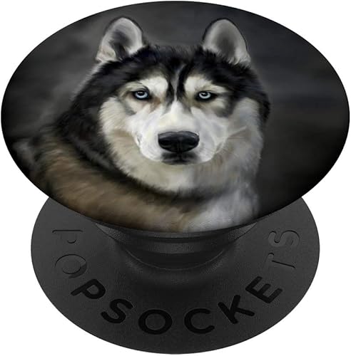 Siberian Husky Dog PopSockets Agarre y soporte para teléfonos y tabletas, Negro