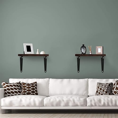 Miniatura 6 de Paquete de 4 soportes de estante de pared negros de 8 pulgadas resistentes, soportes de pared flotantes soporte L soporte colgante soporte de