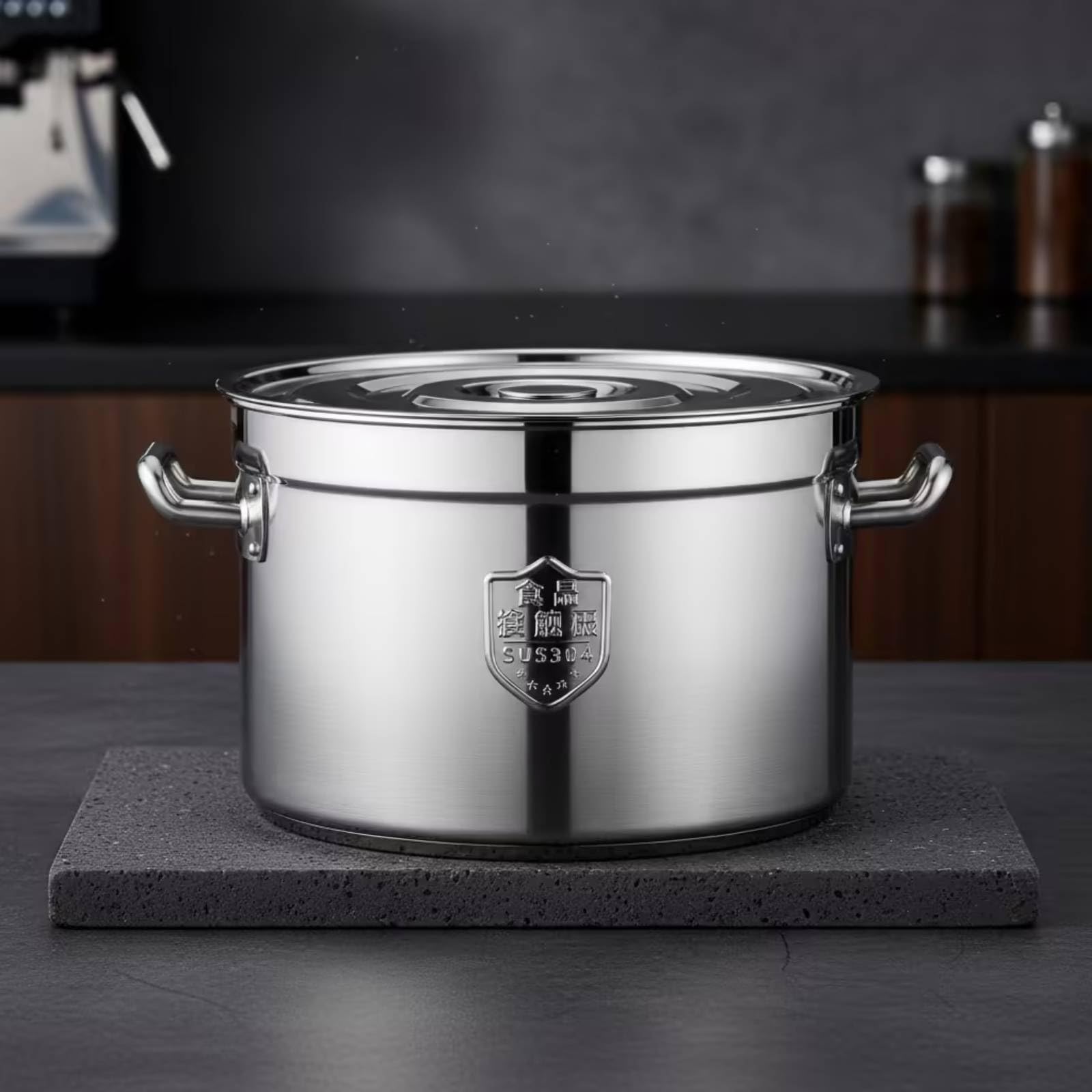 Pentola con Coperchio Capiente Pentolone Ergonomico Marmitta per Chef, Ristoratori, Ristorante, 35 22 Pentola