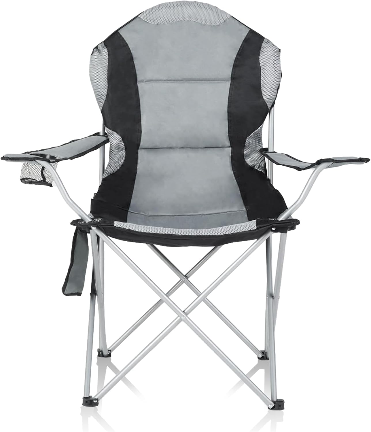 Damei century Oversized Camping Chair, Portable Folding Camping Chairs – Folding Design, Storage Pockets, Back Side Pocket,Cup Holder for Camping, Beach, Picnic, Barbqeues Gray