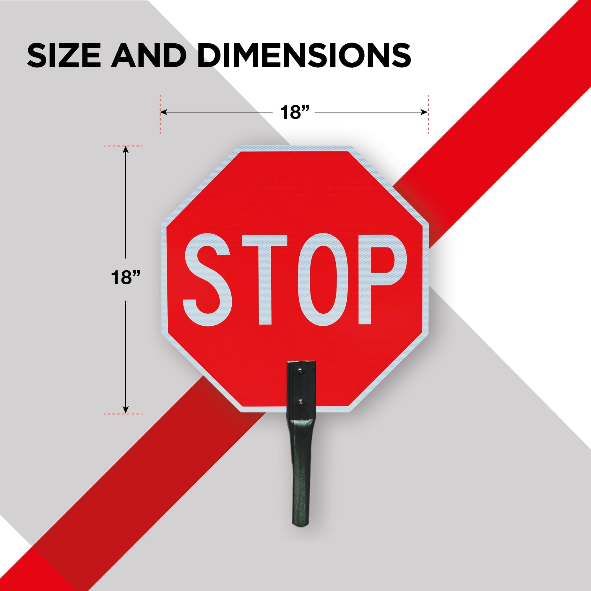 OLANZU Hand Held Stop Sign for Crossing Guard, 18x18 — Amazon image 5