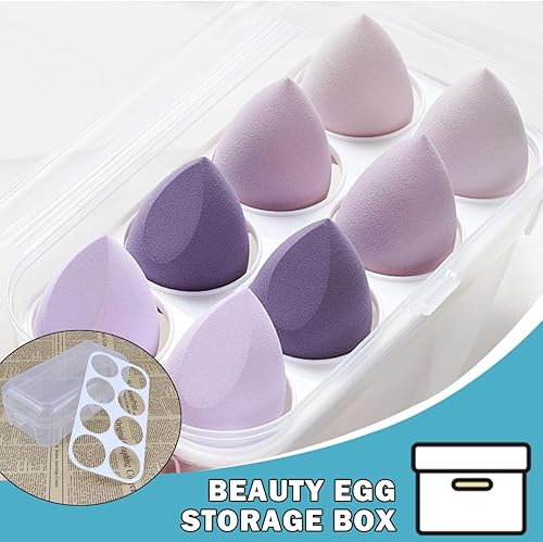 Miniatura 4 de Caja de almacenamiento de huevos de belleza con 8 ranuras para recoger huevos de belleza, contenedor de almacenamiento de huevos, portador de huevos