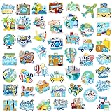 Yuxung 48 Pcs Travel Themed Iron on Patches World Trip Ticket Iron on Sew on Patch, Small Embroidered Applique Repair Patch DIY Craft Accessories for Clothes Jacket Jeans Dress