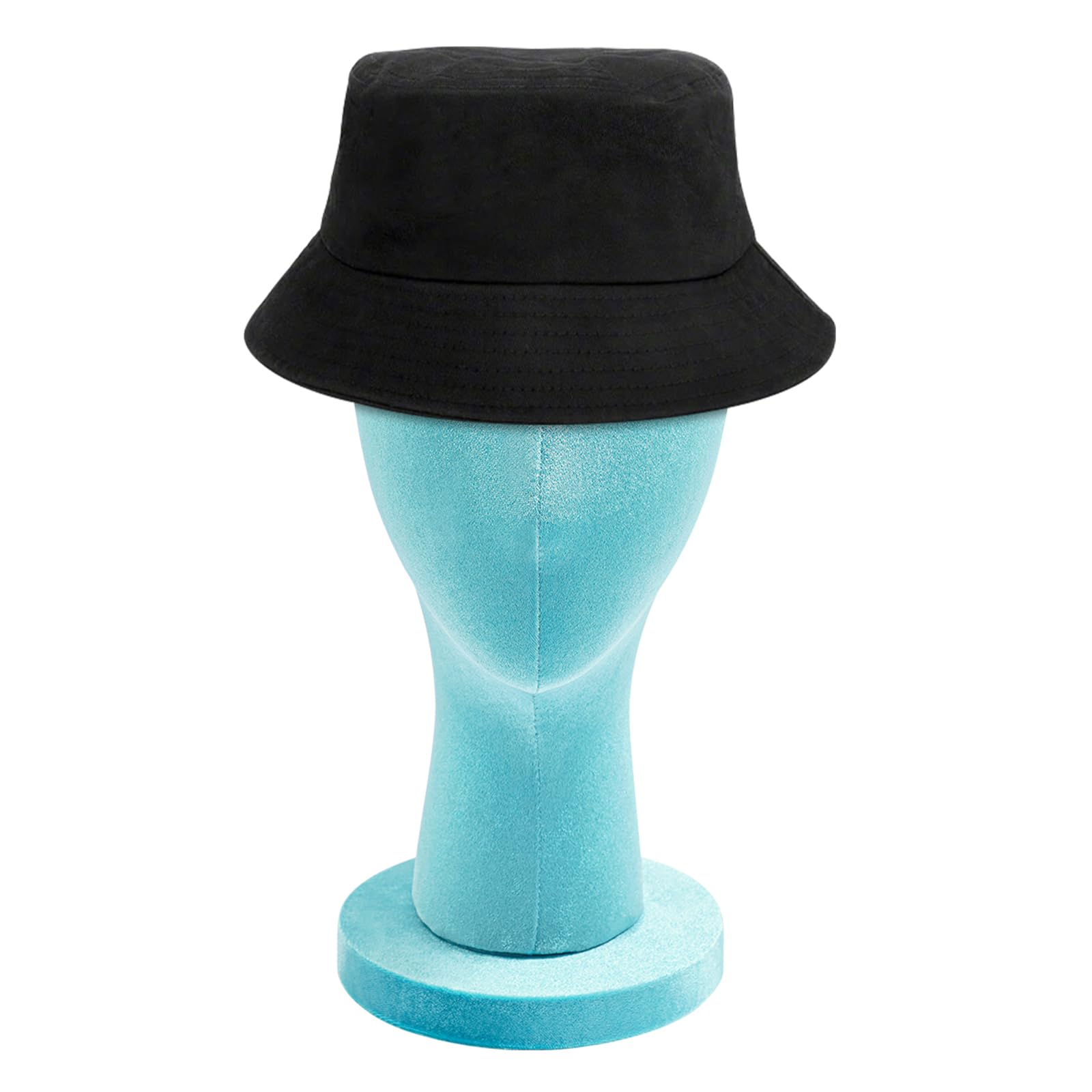 Głowa manekina dla kobiet, stojak na perukę z pianki PU, aksamitna głowa do peruki, kapelusza, chustki na głowę, opaska na włosy, 53,5 cm (niebieski)