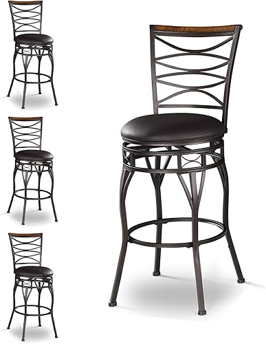 KATDANS Juego de 2 taburetes de bar giratorios de 2429 pulgadas, altura de asiento ajustable con respaldo, taburetes de isla de cocina de piel