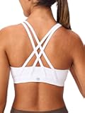 Women's Strappy Sports Bras Light Compression Crop Criss Cross Back Padded Workout Yoga Bra Supportive U Neckline