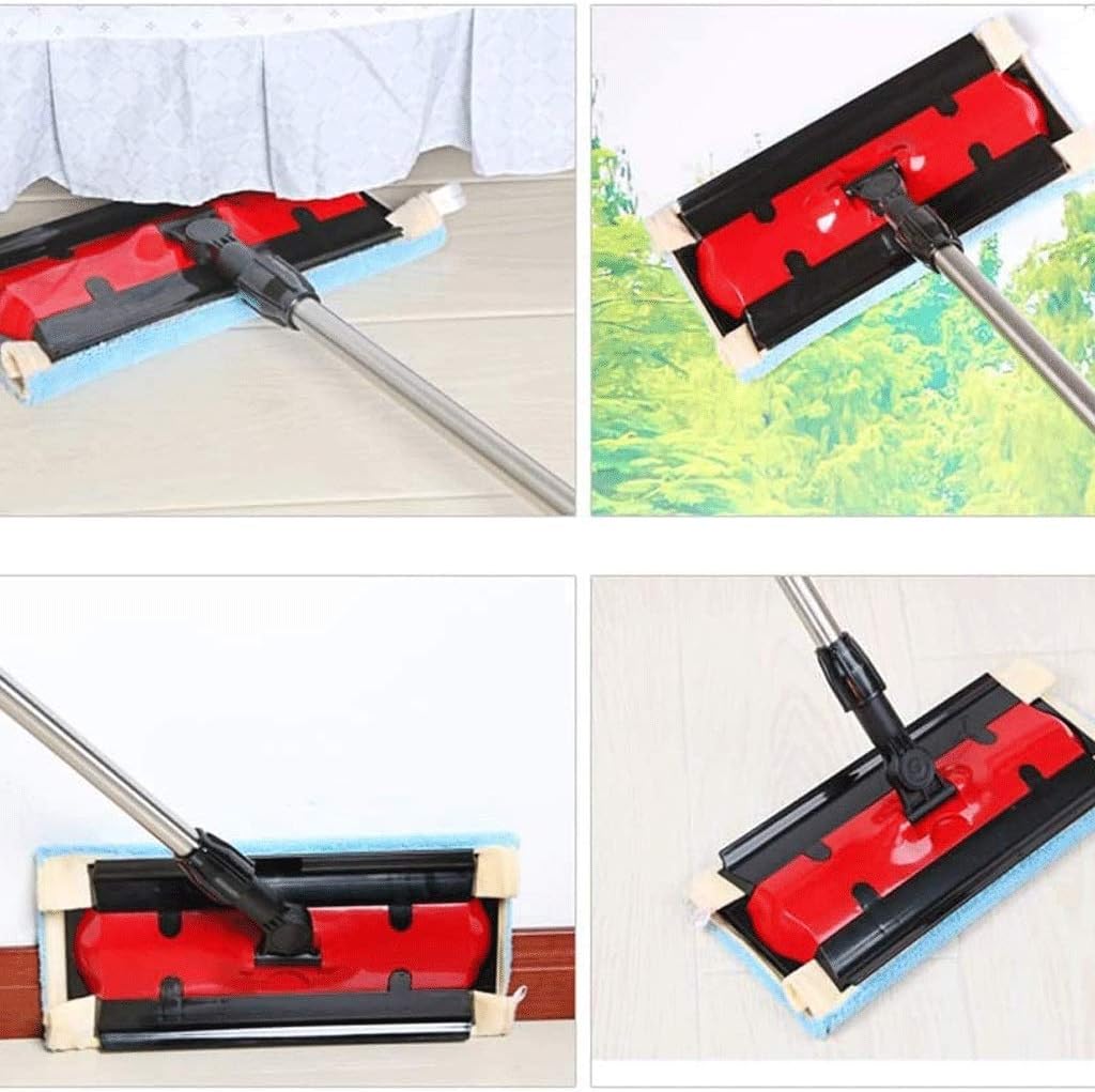 HBJWOV Red Mop Broom, Professional Microfiber Mop for Hardwood, Laminate, Tile Floor Cleaning, Stainless Steel Telescopic Handle