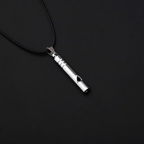 Miniatura 3 de POTIY Collar con colgante de silbato, silbato de emergencia, silbato de supervivencia para camping, senderismo, caza y entrenamiento de mascotas,