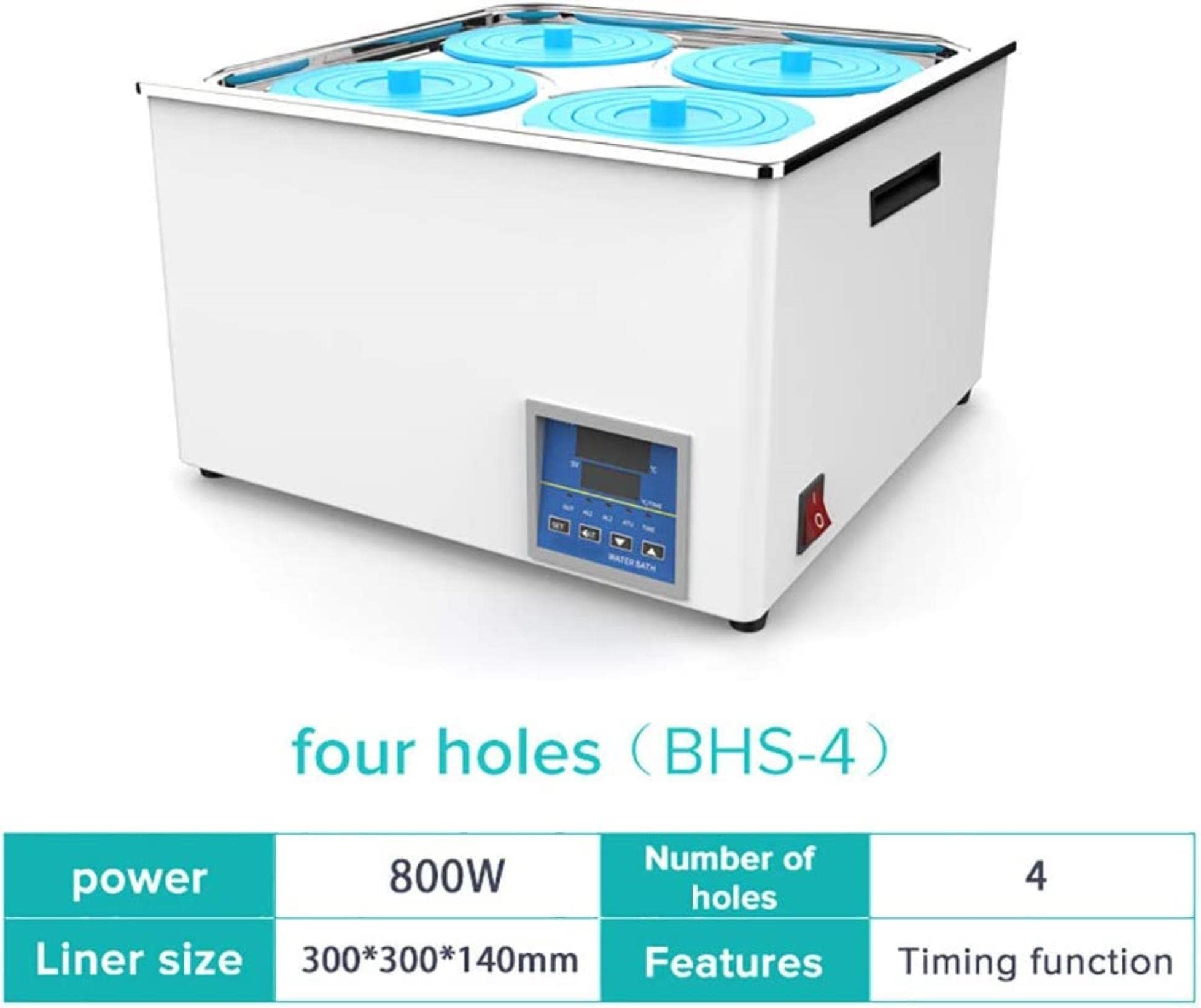Baño María de laboratorio, baño María con termostato digital, baño María termostático de acero inoxidable con 4 orificios de calentamiento eléctrico, temperatura ambiente de hasta 100 °C, función de