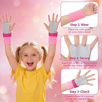 DiULi Gymnastics Hand Grips for Kids Boys with Wristbands, 2 Pairs Bar Grips for Gymnastics, Palm Protection Non Slip Grips for Youth Training, Pull Ups, Workout, Exercise & Yoga