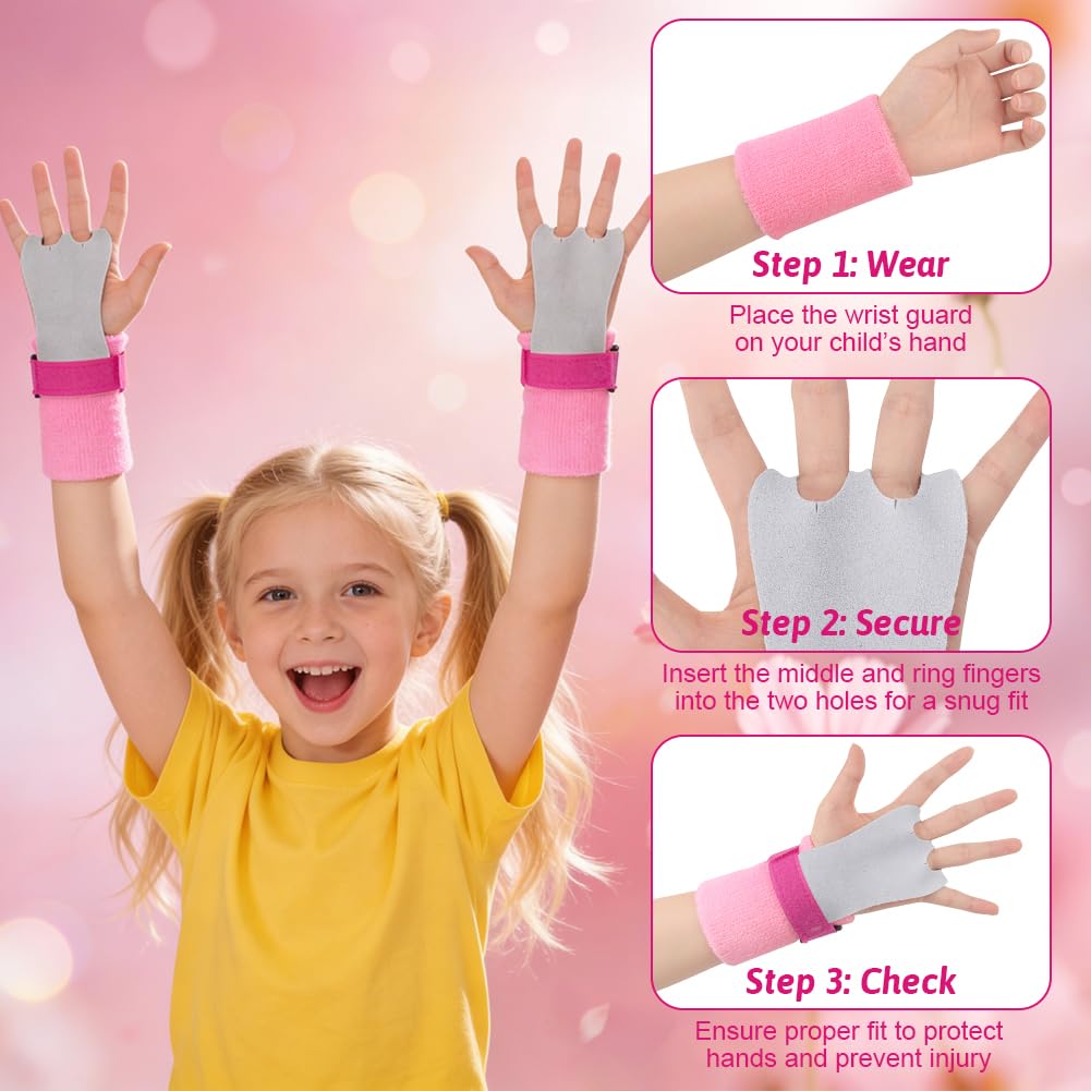 DiULi Almohadillas de Agarre para Niños, Juego de Calleras para Crossfit, Gymnastic Hand Grips, Muñequeras de Toalla Incluidas, Protección de Manos, para Cross Training Calistenia y Gimnasio - 5