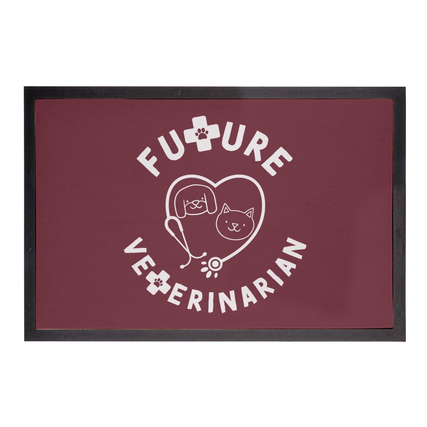 Paillasson rouge future vétérinaire 60x40cm pour entrée