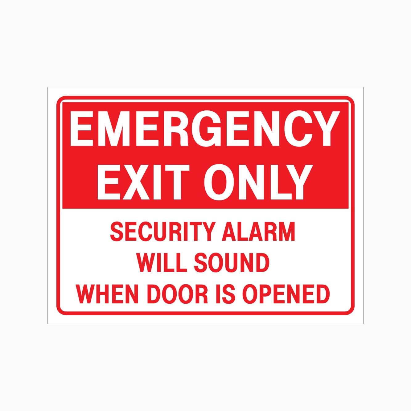 EMERGENCY EXIT ONLY SECURITY ALARM WILL SOUND WHEN DOOR IS OPENED Sign Metal Tin Sign 8 x 12 inch for Industrial & Commercial Series