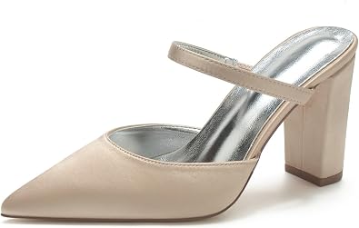 Womens Slip-on Wedding Shoes Solid Evening Prom Heels M632