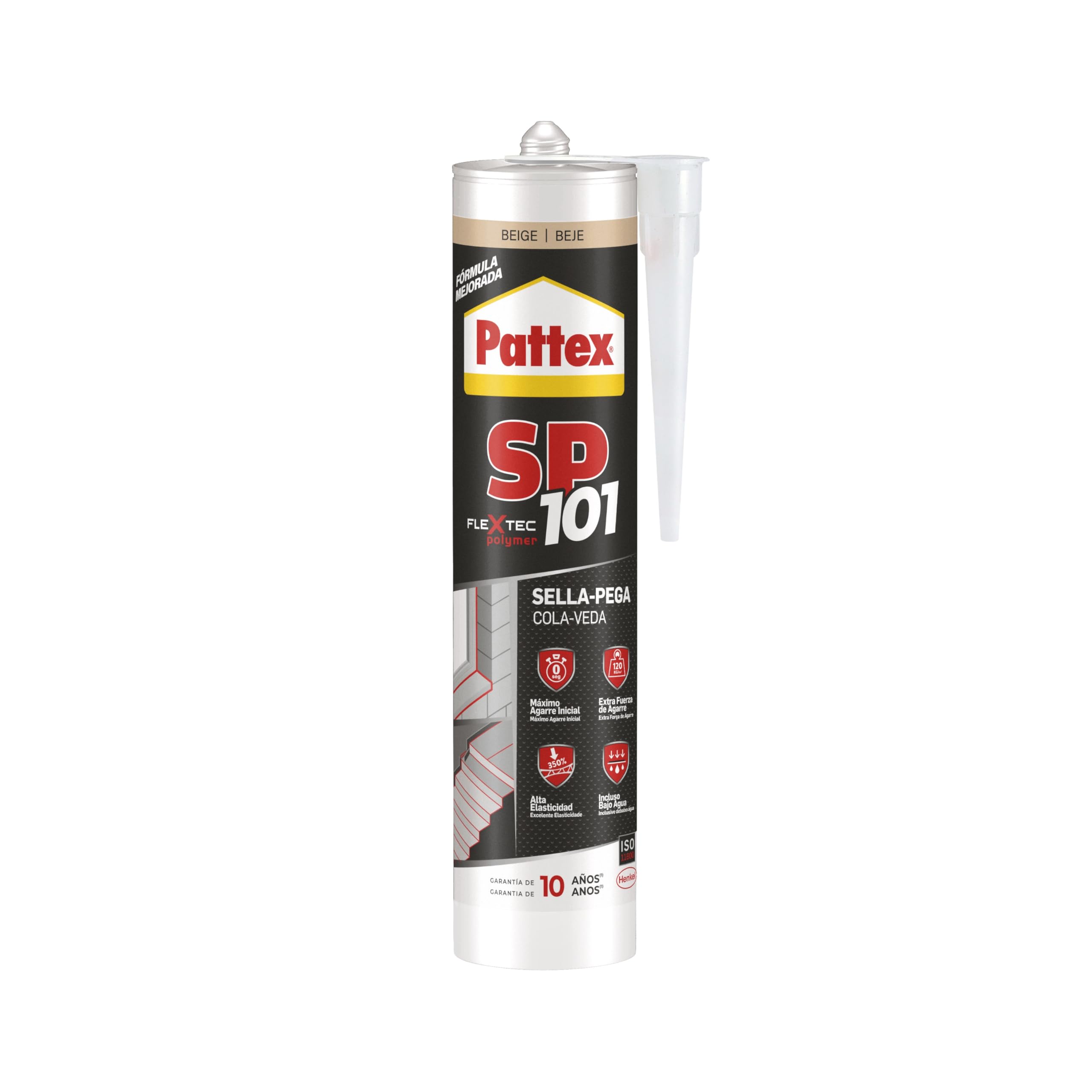 Pattex SP101 Original, adhesivo sellador para interiores y exteriores, polímero sellador beige multimaterial, sellador de juntas en cartucho, 1 x 280 ml en oferta en Amazon