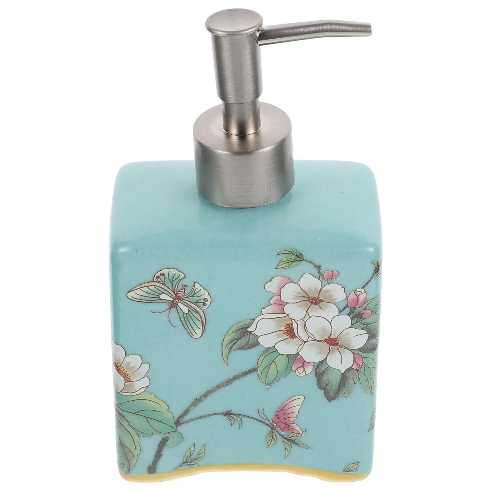 Healvian Dispenser di Sapone Liquido Ricaricabile in Ceramica da 410ml con Pompa in Acciaio Inossidabile per Cucina e Uso in Hotel, Elegante e Funzionale