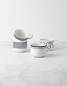 kate spade new york Charlotte Street 4-Piece Assorted Mugs, Blue