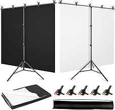 Black White Backdrop Screen with Stand Kit 5x6.5ft for Photo Video Studi...