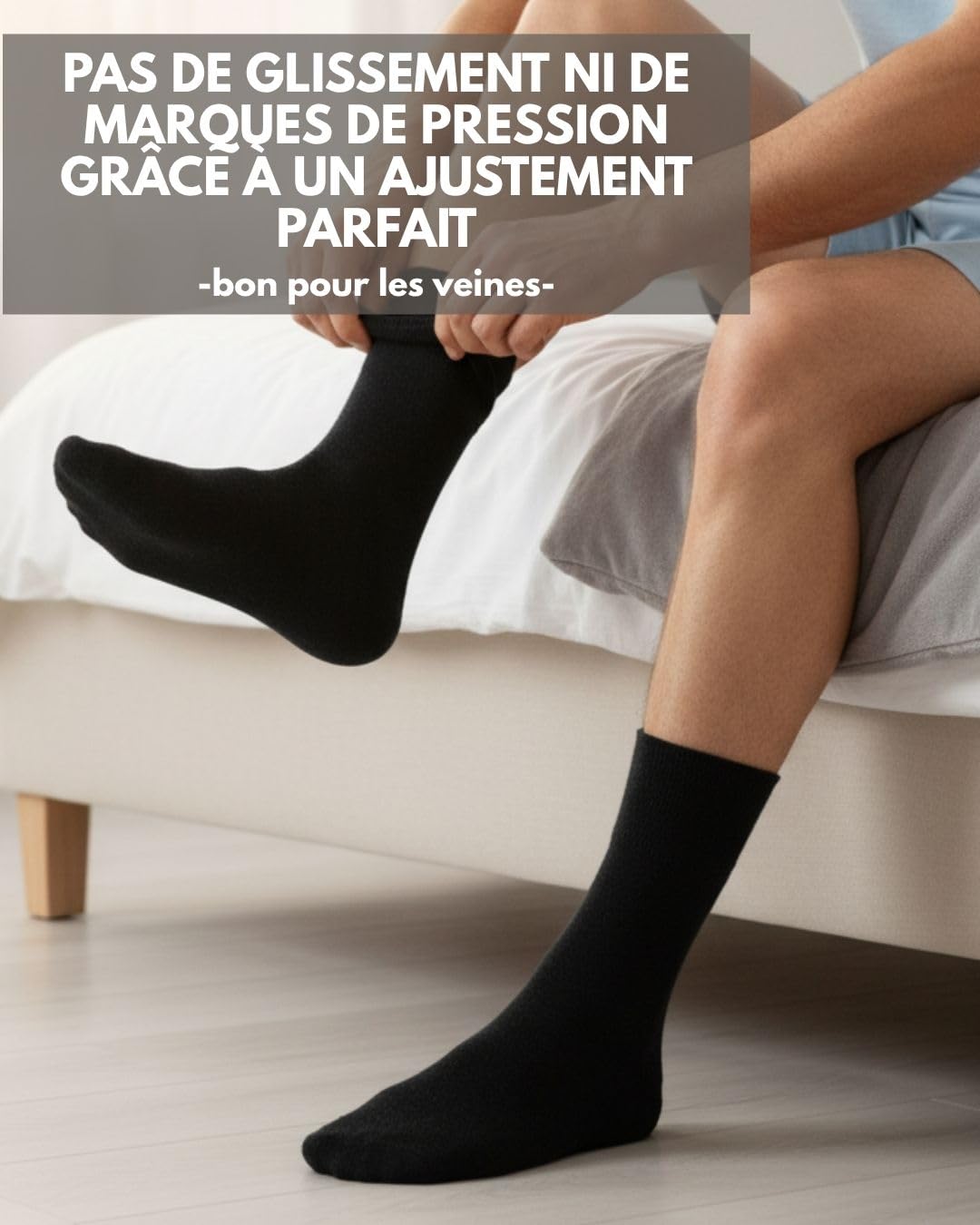 Lot de 6 Paires de Chaussettes Diabetiques Homme Femme 97% Coton sans Elastique & sans Couture