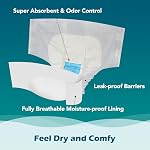 SUNKISS TrustPlus Overnight Adult Diapers with Ultimate Absorbency, Unisex Disposable Incontinence Briefs with Tabs for Men and Women, Odor Control, Leak Protection, Medium,12 Count