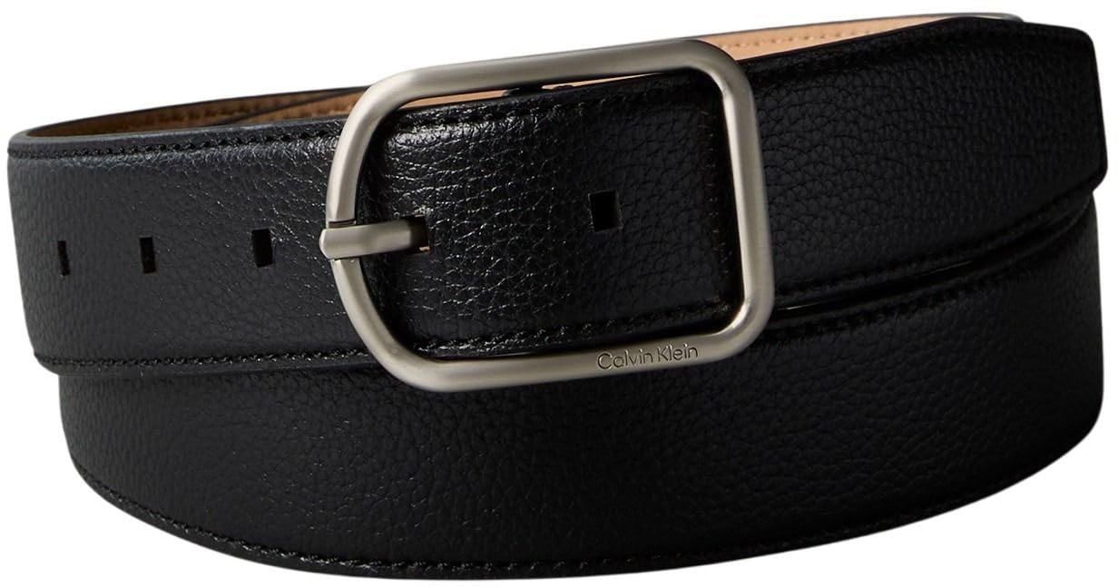 Calvin Klein Herren Gürtel Round Buckle 3,5 cm Ledergürtel