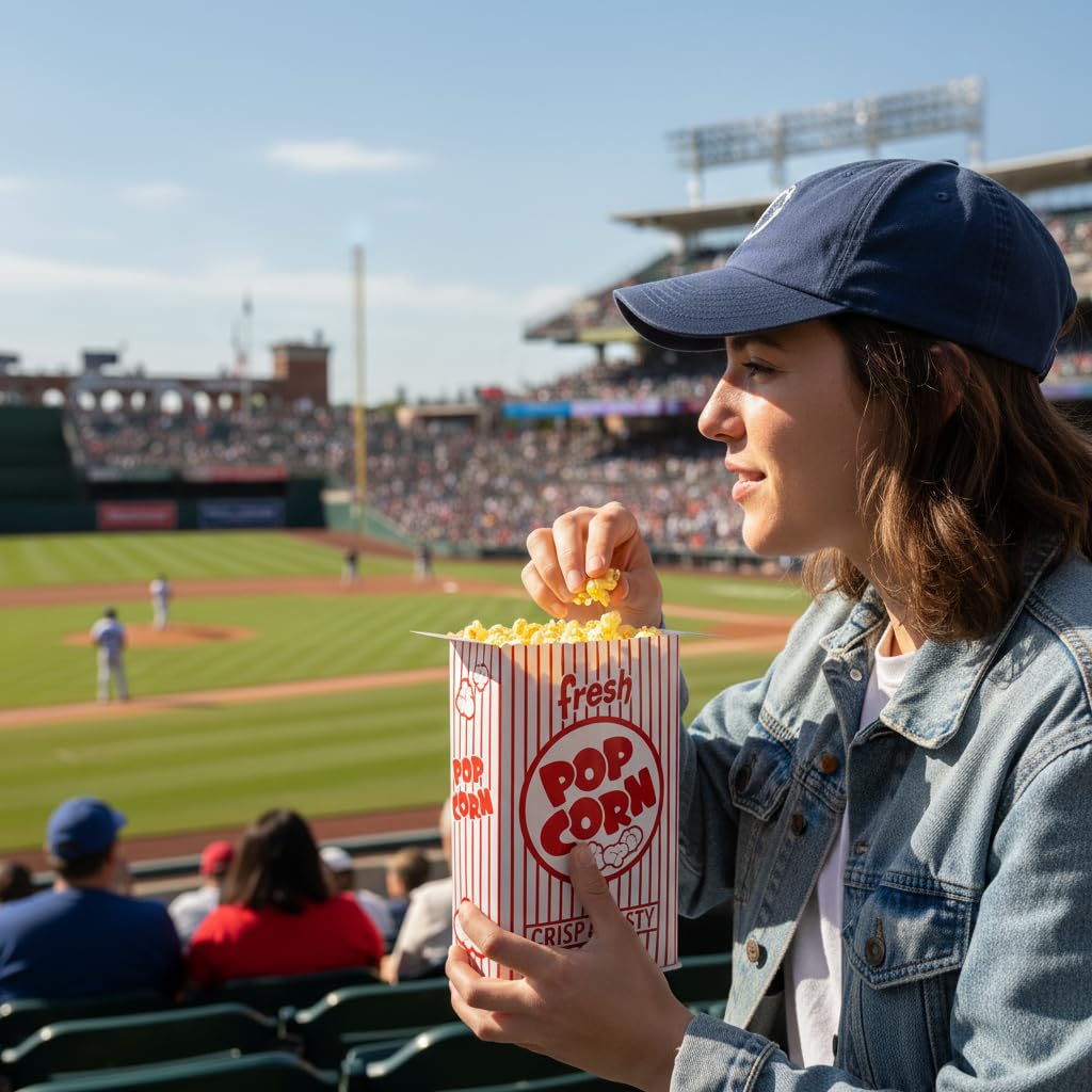 Snappy 4J Red & White Striped Close Top Popcorn Boxes for Movie Night Supplies, Popcorn Containers Bulk 250 Count, Movie Night Supplies, 2.3 oz. Capacity, 5.75" x 2.5” x 8.5”