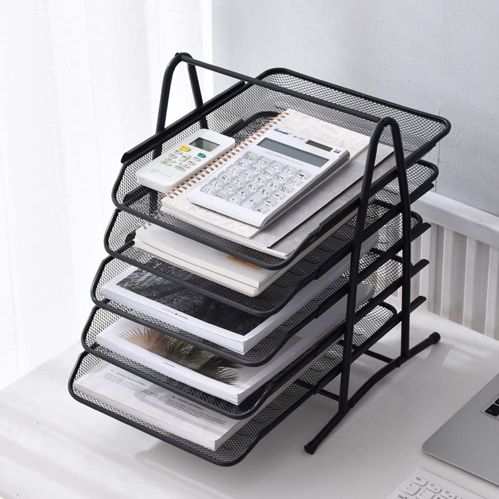 ReriiMesh Desktop File Organizer, 5 Tier Desk Sliding Paper Letter Tray Holder Sorter for Office and Home