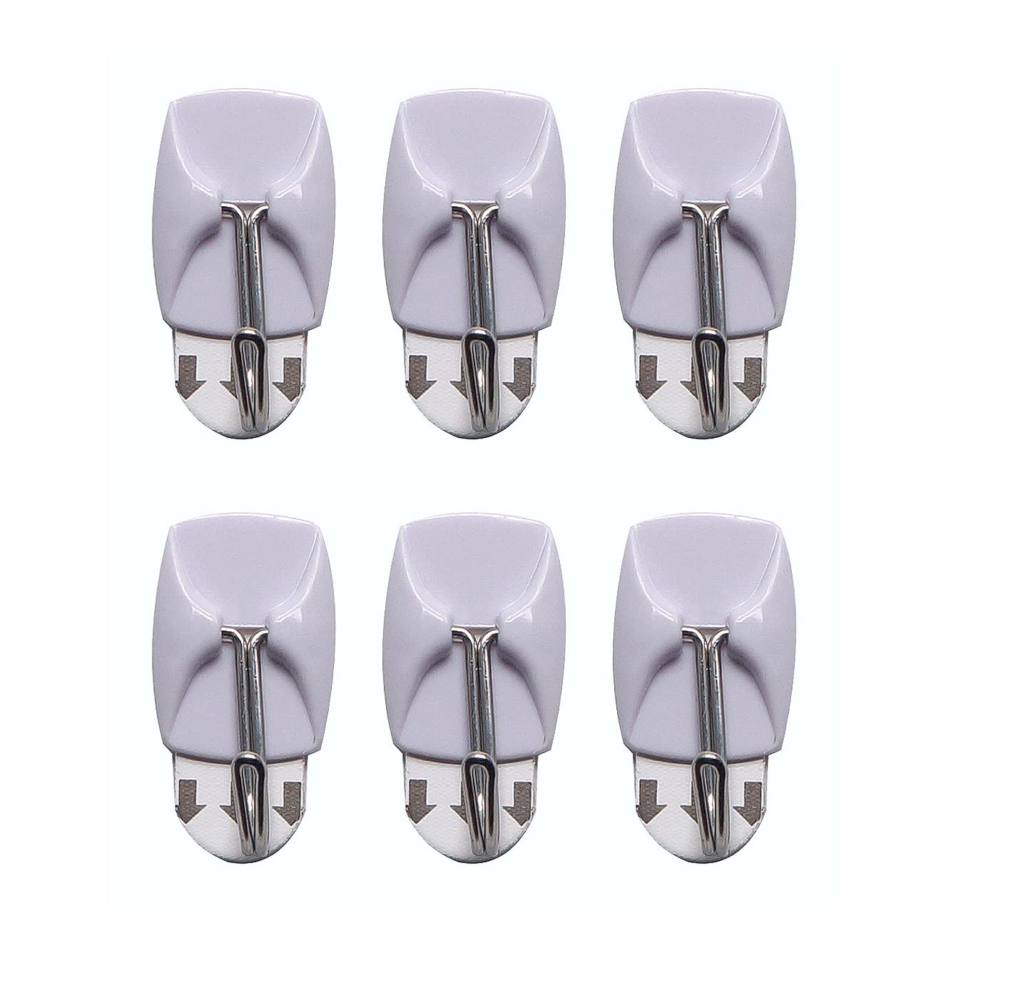 Mr. Gadget's Solutions 6 Pieces in One Pack Small, Removable Self-Adhesive Metal Hook Set, White