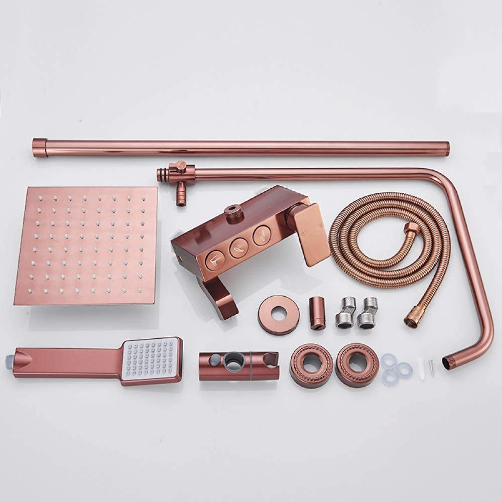 Sistema Doccia Set di rubinetti per Doccia in Oro Nero, Miscelatore per Doccia in Alluminio Spaziale, Miscelatore per Doccia da Bagno con Bidet, Miscelatore per Acqua Calda e Fredda, Oro ro