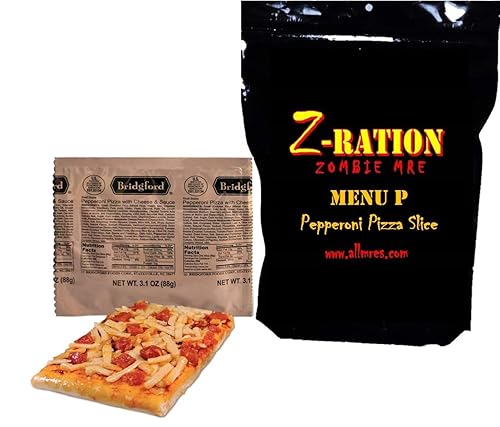 Miniatura 10 de MRE Z-Ration (Zombie MRE) - Comidas personalizadas listas para comer (MENU S - Rebanada de pizza de queso)