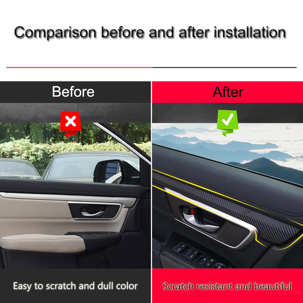 XITER 4PCS Car Interior Door Panel Cover Decorative Trims Strips Inner Decals for Honda CRV 2017 2018 2019 2020 2021 2022,Carbon Fiber