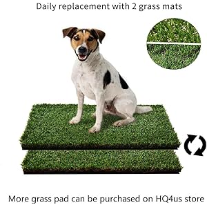 HQ4us Dog Grass Pad with Tray Large 34”×23” Dog Litter Box Toilet with 2×Artificial Grass for Dogs with Hemmed Edge, Pee Pads for Dogs, Realistic, Less Stink, Potty for Balcony HQ4us Dog Grass Pad with Tray Large 3423 Dog Litter Box Toilet with 2Artificial Grass for Dogs with Hemmed Edge Pee Pads for Dogs Realistic Less Stink Potty for Balcony