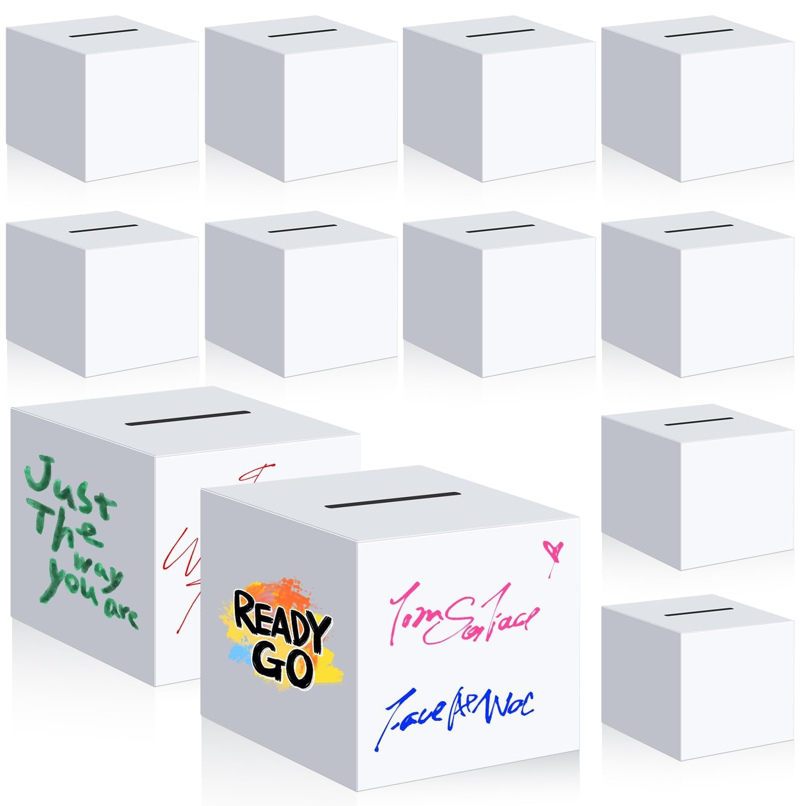 12 Pack 10" Ballot Box Raffle Boxes Elegant Large White Cardboard 10 x 10 x 10 Inch Donation Box Multipurpose Large Event Raffle, Donation, Wedding, Funeral, Birthday Favor Boxes for DIY (12)