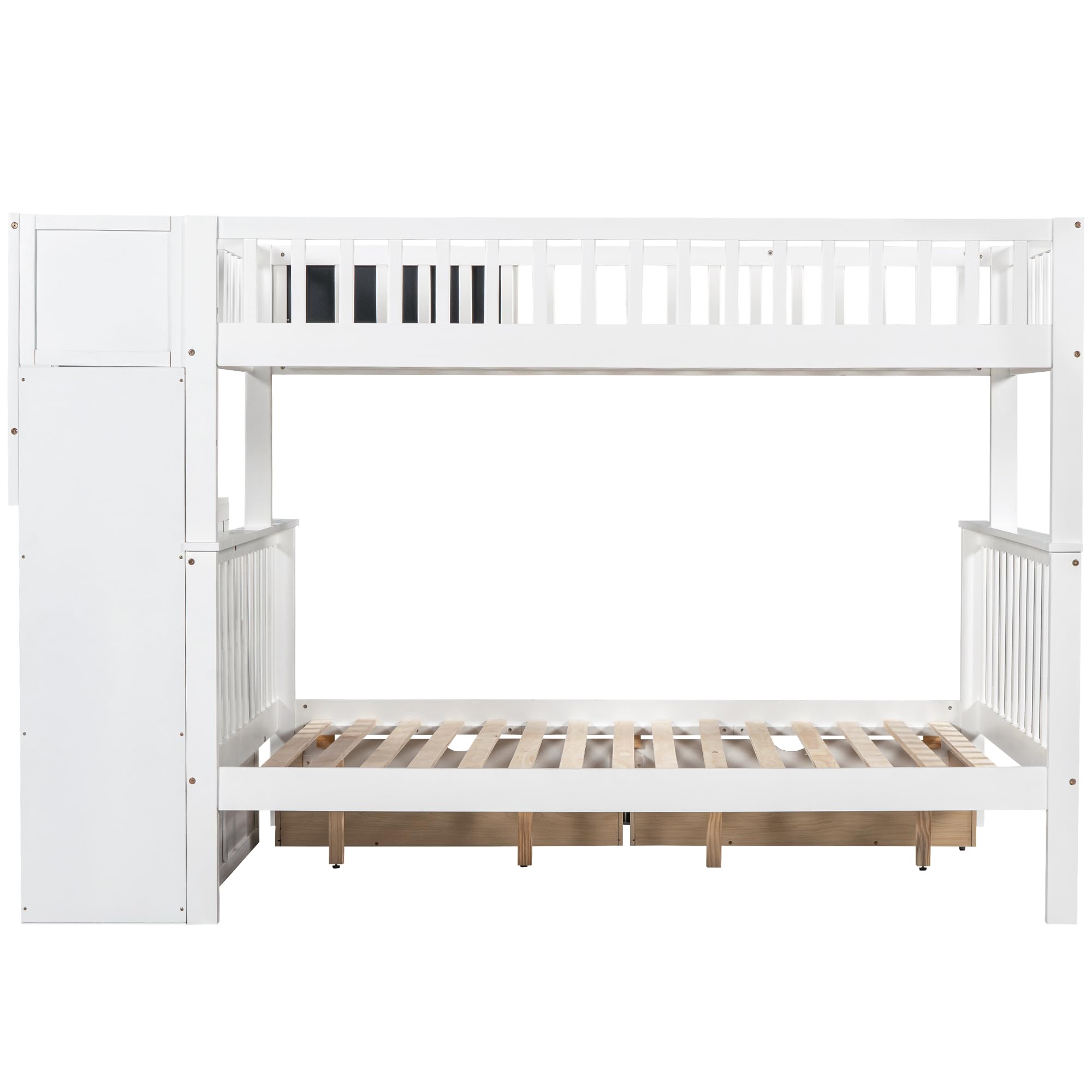 ZYLOYAL10 Kinder-Etagenbett, Doppelbett, 90 * 200, 140 * 200CM Multifunktionales Kinderbett, mit Tafel und Schubladen, ohne Matratze, Weiß,