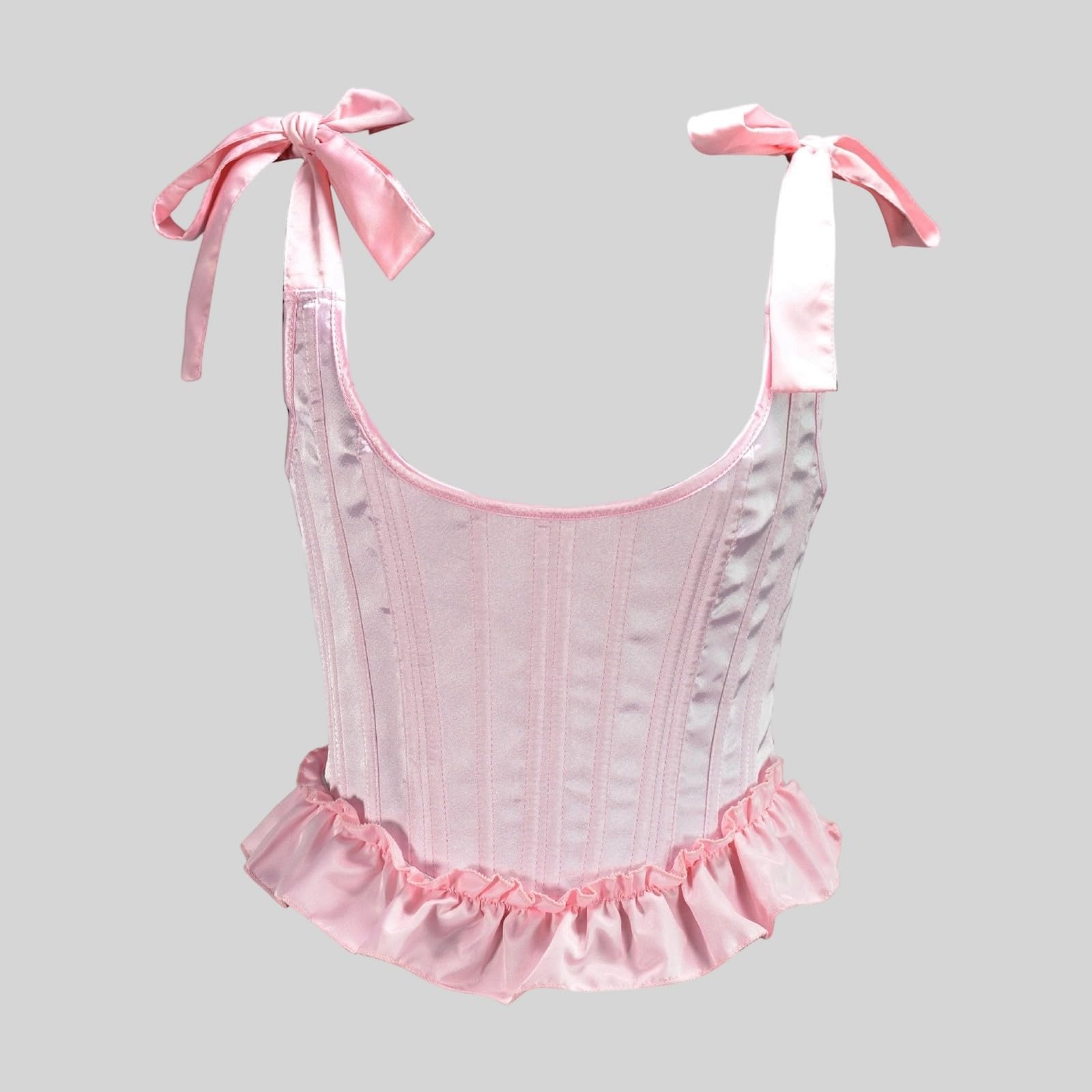 Corsetto Donna Modellante, Corpetto Top Donna Elegante | Top corsetto Cintura a spina di pesce con spalline a fiocco e orlo arricciato