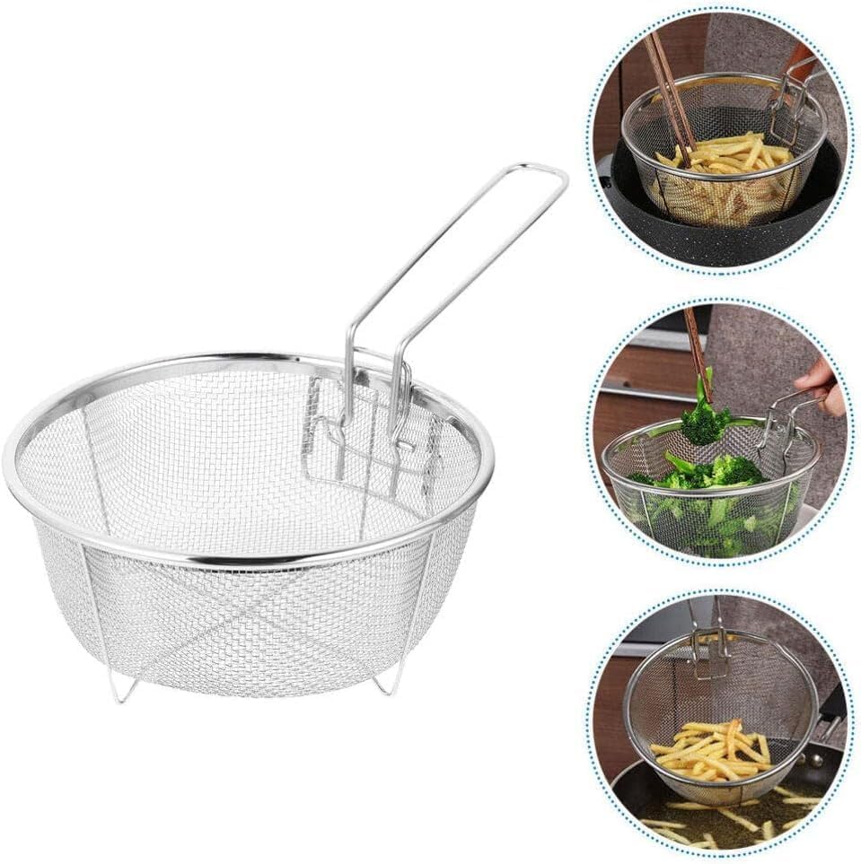 Cestello Friggere Acciaio Inox | Con Manico Pieghevole | Per Patatine, Pollo, Pesce | 20x20 O 23x23 Cm - Foto 10