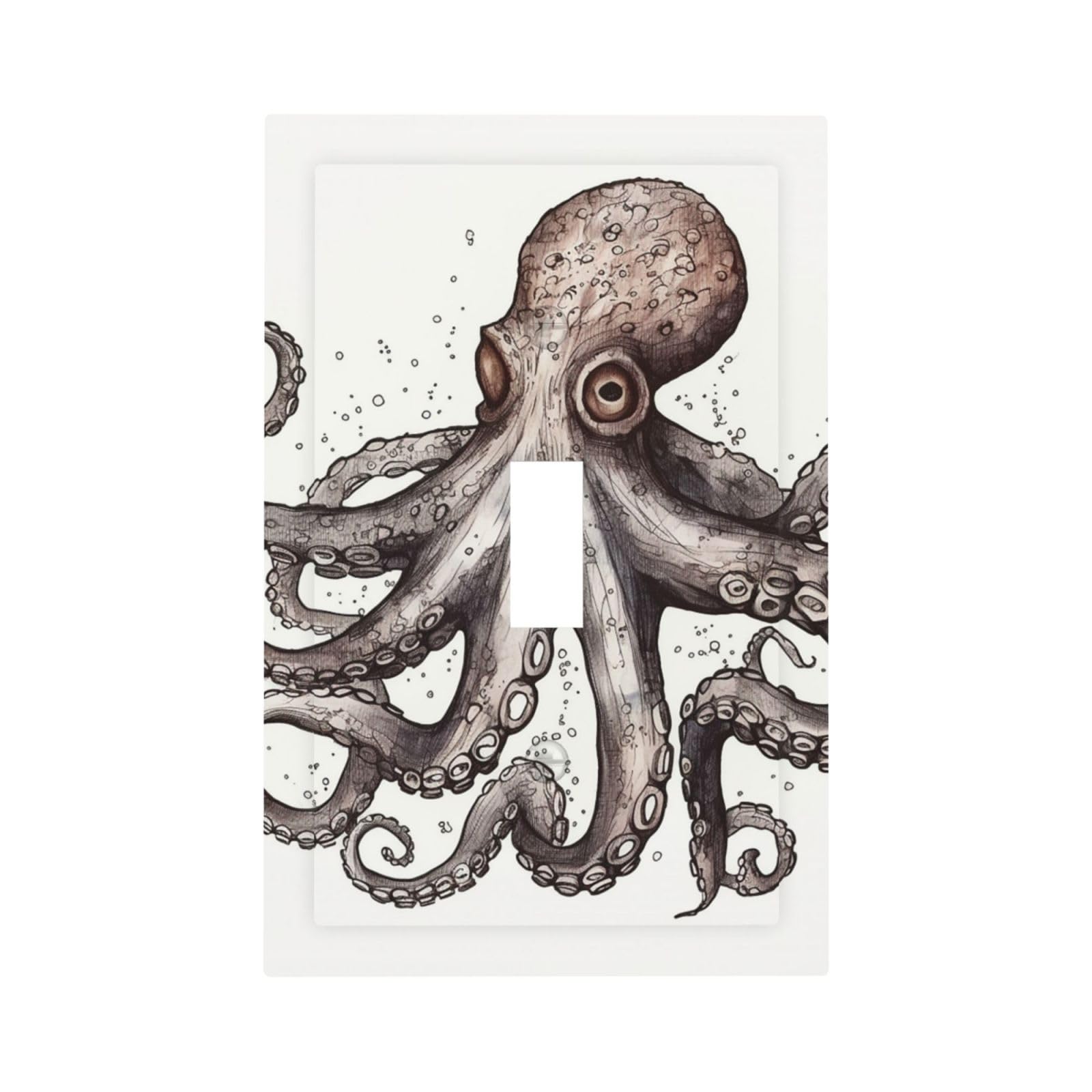 1-Gang Decorator Wall Plate Octopus Light Switch Cover Single Gang Receptacle Outlet Wall Plate Mid Size 5" x 3" Wallplate Unbreakable Polycarbonate Outlet Faceplates Covers