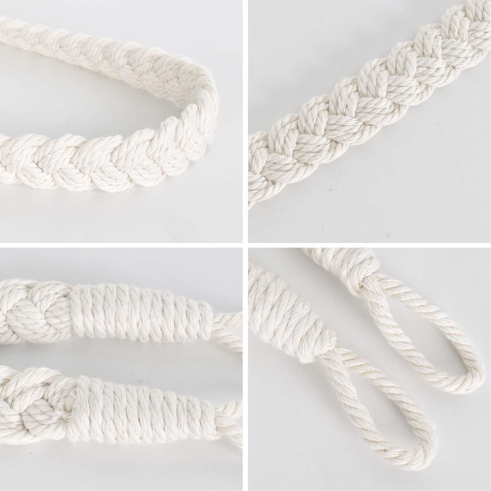 2 Ferma Tende In Corda Di Cotone Intrecciata A Mano | Design Minimalista Crema | Per Casa E Ufficio