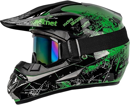 Miniatura 2 de Yesmotor Youth Kids Motocross Helmet Full Face Motorcycle Dirt Bike Off-Road Mountain Bike BMX MX ATV Helmet- DOT Approved with(Gloves Goggles Mask)