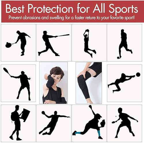 Miniatura 4 de Rejolly - Rodilleras y coderas para niños, 4 unidades de mangas de compresión de panal de abeja, protectores deportivos para baloncesto, béisbol,