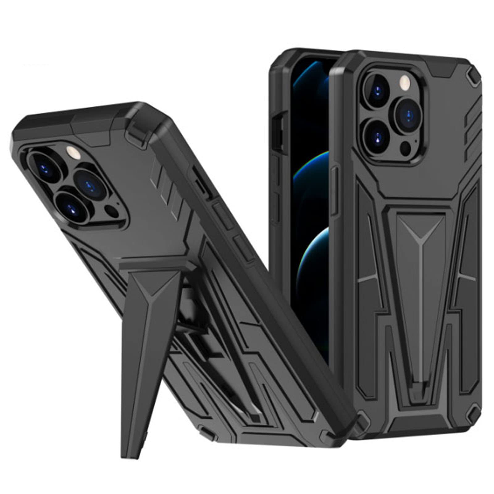 Etui do iPhone 13 Pro Max/13 Pro/13/13 mini, odporne na wstrząsy twarde silikonowe etui ochronne z podpórką, kompatybilne z magnetycznym uchwytem samochodowym, czarny, 13 Mini 5,4 cala