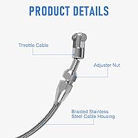 Vista 3 de Kit de cable de acelerador trenzado de acero inoxidable de 24 pulgadas con cubierta de bloqueo, con ajuste de aluminio y casquillo, cables