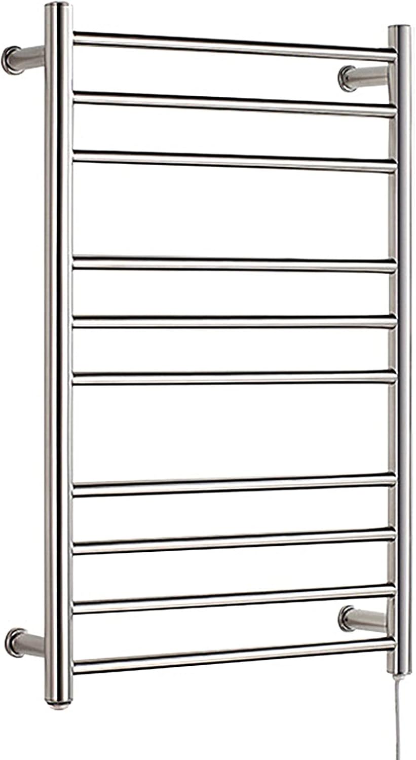 Heated Towel Rack,Rack,10 Heating Rods Wall-Mounted Low Power 304 Stainless Steel Large s for Bathroom,with Switch,Round Tube,Hard~Wired