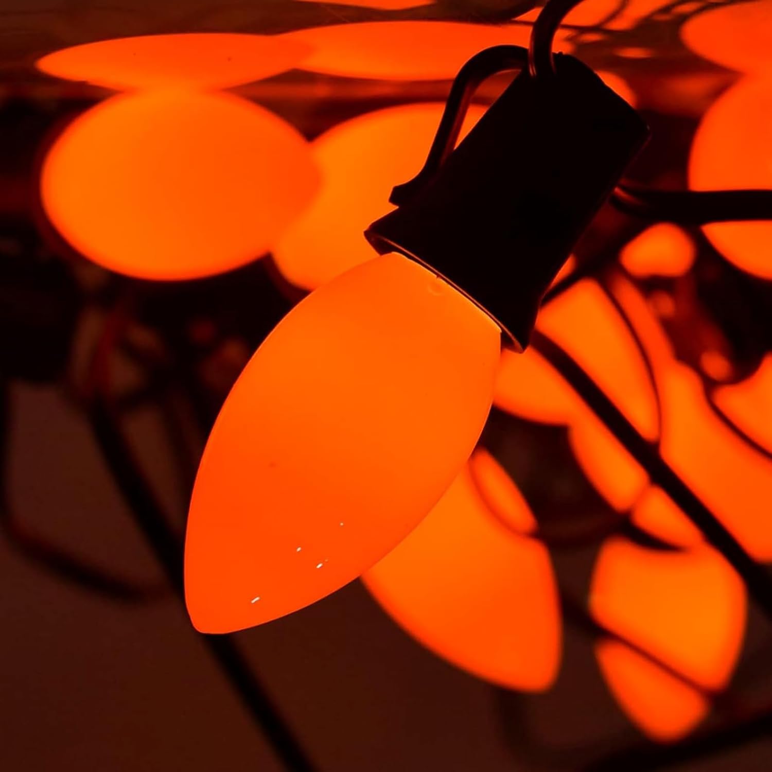 C9 Orange Replacement Light Bulbs, 25 Pack Ceramic Orange Bulb Christmas Light Bulbs for Outdoor Patio String Lights Halloween Decorations Party Yard Decor, E17 Intermediate Base- 7 Watts
