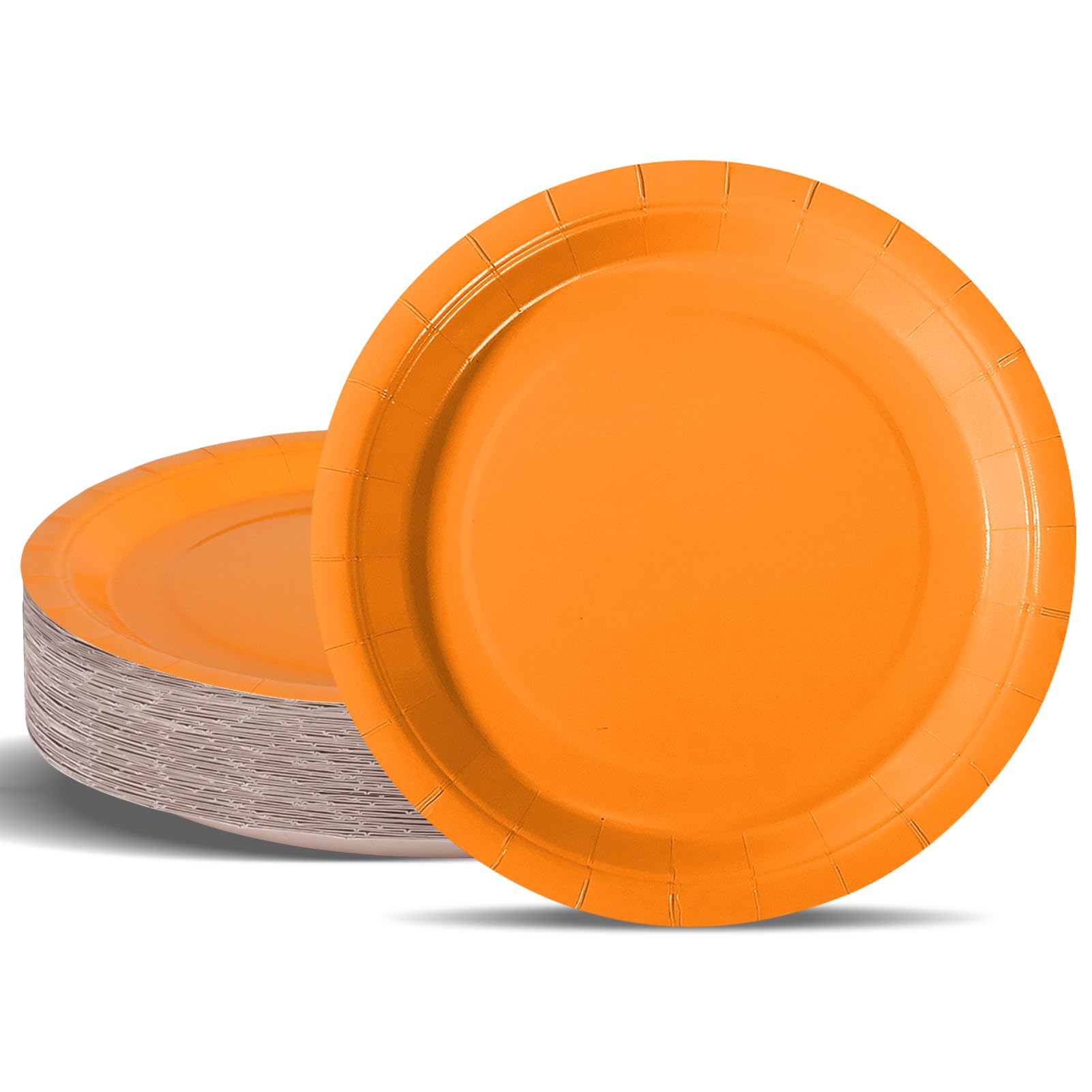 PYAILI Party Paper Plates, 50-Pack Disposable Tangerine Yellow Plates, 23 Centimetres-9 Inch, 9 inches