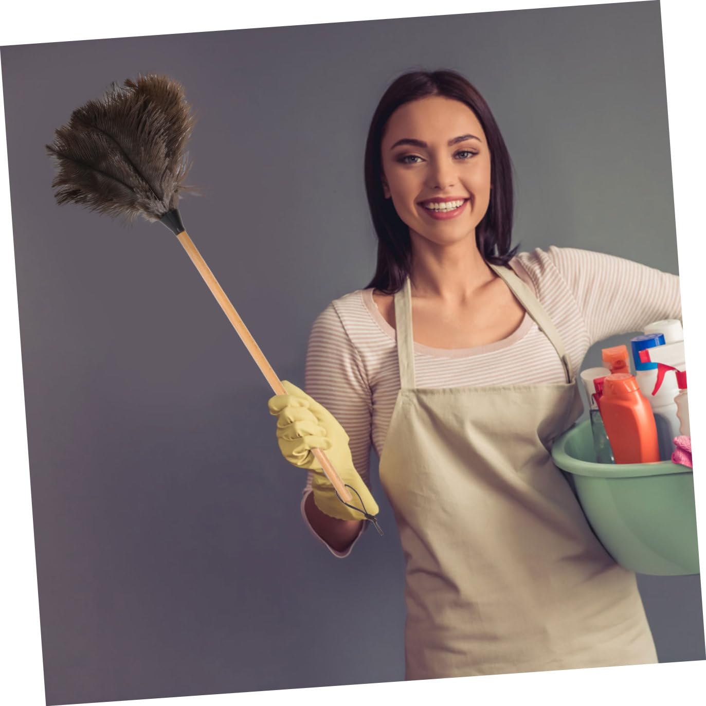 Plumero de Avestruz para Muebles Mango de Madera de Haya, Cerdas Suaves y Fácil Almacenamiento, Adecuado para Limpieza en Hogar y Oficina